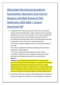 Mississippi Nursing Jurisprudence &NewLine;Examination Questions And Correct &NewLine;Answers &lpar;Verified Answers&rpar; Plus &NewLine;Rationales 2026 Q&A &vert; Instant &NewLine;Download Pdf 
