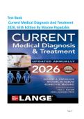 Test Bank For Current Medical Diagnosis And Treatment 2026&comma; 65th Edition By Maxine Papadakis &vert; All Chapters &vert; Newest Edition 2026 - 2027 A&plus;