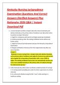 Kentucky Nursing Jurisprudence &NewLine;Examination Questions And Correct &NewLine;Answers &lpar;Verified Answers&rpar; Plus &NewLine;Rationales 2026 Q&A &vert; Instant &NewLine;Download Pdf 