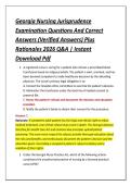 Georgia Nursing Jurisprudence &NewLine;Examination Questions And Correct &NewLine;Answers &lpar;Verified Answers&rpar; Plus &NewLine;Rationales 2026 Q&A &vert; Instant &NewLine;Download Pdf 