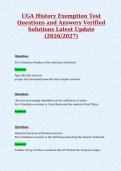 UGA History Exemption Test&NewLine;Questions and Answers Verified&NewLine;Solutions Latest Update&NewLine;&lpar;2026&sol;2027&rpar;