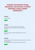 Georgia Government Exam&NewLine;Questions and Answers Verified&NewLine;Solutions Latest Update&NewLine;&lpar;2026&sol;2027&rpar;