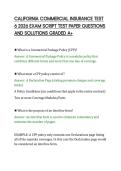 CALIFORNIA COMMERCIAL INSURANCE TEST&NewLine;6 2026 EXAM SCRIPT TEST PAPER QUESTIONS&NewLine;AND SOLUTIONS GRADED A&plus;
