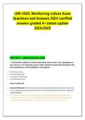 LDR-202S&colon; Reinforcing culture Exam &NewLine;Questions and Answers 2024 &lpar;verified &NewLine;answers graded A&plus;&rpar;latest update &NewLine;2024&sol;2025