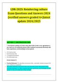 LDR-202S&colon; Reinforcing culture &NewLine;Exam Questions and Answers 2024 &NewLine;&lpar;verified answers graded A&plus;&rpar;latest &NewLine;update 2024&sol;2025