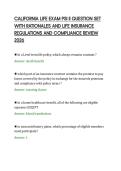CALIFORNIA LIFE EXAM PSI II QUESTION SET&NewLine;WITH RATIONALES AND LIFE INSURANCE&NewLine;REGULATIONS AND COMPLIANCE REVIEW&NewLine;2026&NewLine;