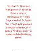 Test Bank Marketing Management 7th Edition By Dawn Iacobucci