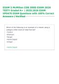 EXAM 3 McMillan COB 300D EXAM 2026 &NewLine;TEST&excl;&excl; Graded A&plus; &vert; 2025&vert;2026 EXAM &NewLine;UPDATE EXAM Questions with 100&percnt; Correct &NewLine;Answers &vert; Verified 