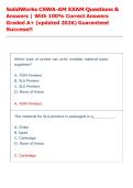 SolidWorks CSWA-AM EXAM Questions & &NewLine;Answers &vert; With 100&percnt; Correct Answers &NewLine;Graded A&plus; &lpar;updated 2026&rpar; Guaranteed &NewLine;Success&excl;&excl; 