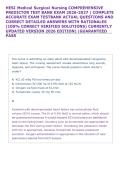 HESI Medical Surgical Nursing COMPREHENSIVE PREDICTOR TEST BANK EXAM 2026-2027 &vert;