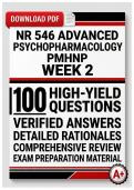 NR 546 Advanced Psychopharmacology PMHNP Week 2 &lpar;PDF&rpar; &vert; 2026 Exam Questions &vert; PMHNP