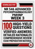 NR 546 Advanced Psychopharmacology PMHNP Week 3 &lpar;PDF&rpar; &vert; 2026 Exam Questions &vert; PMHNP