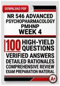 NR 546 Advanced Psychopharmacology PMHNP Week 4 &lpar;PDF&rpar; &vert; 2026 Exam Questions &vert; PMHNP