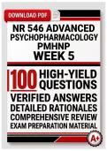 NR 546 Advanced Psychopharmacology PMHNP Week 5 &lpar;PDF&rpar; &vert; 2026 Exam Questions &vert; PMHNP