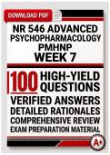 NR 546 Advanced Psychopharmacology PMHNP Week 7 &lpar;PDF&rpar; &vert; 2026 Exam Questions &vert; PMHNP