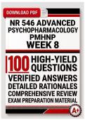 NR 546 Advanced Psychopharmacology PMHNP Week 8 &lpar;PDF&rpar; &vert; 2026 Exam Questions &vert; PMHNP