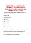 NSG 4800 Exam 1 V2 &vert; NSG 4800 &NewLine;Transition To Professional Nursing &NewLine;Practice &vert; Actual Q&A with Rationale &NewLine;&lpar;NSG4800 Exam 1&rpar; &vert; Galen