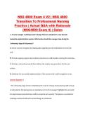 NSG 4800 Exam 4 V2 &vert; NSG 4800 &NewLine;Transition To Professional Nursing &NewLine;Practice &vert; Actual Q&A with Rationale &NewLine;&lpar;NSG4800 Exam 4&rpar; &vert; Galen 