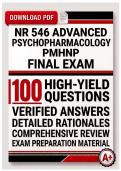 NR 546 Advanced Psychopharmacology PMHNP Weeks 1-8 &plus; Midterm and Final Exams Bundle with Complete Solutions