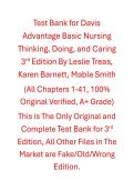 Test Bank Davis Advantage Basic Nursing Thinking&comma; Doing&comma; and Caring 3rd Edition By Leslie Treas&comma; Karen Barnett&comma; Mable Smith 