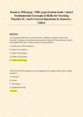 Exam 2&colon; NSG3130 &sol; NSG 3130 &lpar;Latest 2026 &sol; 2027&rpar; &NewLine;Fundamental Concepts & Skills for Nursing &NewLine;Practice II &vert; 100&percnt; Correct Questions & Answers - &NewLine;Galen 