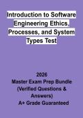 Introduction to Software Engineering Ethics&comma; Processes&comma; and System Types Test &vert; Questions & Answers&comma; Practice Test&comma; Study Guide & Revision Notes &vert; Latest 2026 PDF