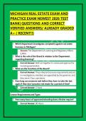 MICHIGAN REAL ESTATE EXAM AND PRACTICE EXAM NEWEST 2026 TEST BANK&vert; QUESTIONS AND CORRECT VERIFIED ANSWERS&sol; ALREADY GRADED A&plus; &lpar; RECENT&excl;&excl;&rpar;
