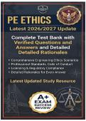 Professional Engineering Ethics Exam with Actual Questions & Verified Answers&comma; Plus Explained Rationales&sol;Expert Verified for Guaranteed Pass 2026&sol;2027 Latest Update&sol;Instant Download PDF