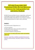 LJU4802 Exam 2026&sol;2027 &NewLine;Professional Ethics Revised Questions &NewLine;& Answers for Undergraduate Law &NewLine;and Justice Students