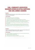 CAM - COMMUNITY ASSOCIATION MANAGER LICENSE GA ACTUAL QUESTIONS AND 100&percnt; CORRECT ANSWERS