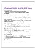 NURS 301 Foundations for Health Assessment&NewLine;questions and answers graded A&plus; &vert; latest update&NewLine;Types of Assessments&colon;&NewLine;1&rpar; Emergency &equals; involving a life threatening or unstable situation&NewLine;- Use the ABCDE mnemonic&colon; Airway&comma; Breathing&comma; Circulation&comma; Disability&comma;&NewLine;a