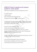 NURS 301 Exam 2 questions and answers&NewLine;graded A&plus; &vert; latest update&NewLine;What is the most important focus area for the integumentary system&quest;&NewLine;UV radiation exposure&NewLine;Chemical exposure&NewLine;Moles with defined borders smaller than 6 mm&NewLine;Washing the face and hands - UV 