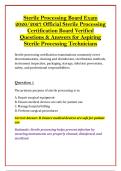 Sterile Processing Board Exam &NewLine;2026&sol;2027 Official Sterile Processing &NewLine;Certification Board Verified &NewLine;Questions & Answers for Aspiring &NewLine;Sterile Processing Technicians 