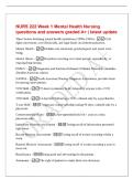 NURS 222 Week 1 Mental Health Nursing&NewLine;questions and answers graded A&plus; &vert; latest update&NewLine;Three factors declining mental health institutions &lpar;1950s-1960s&rpar; - Civil&NewLine;rights movement&comma; cost &lpar;Medicaid&rpar;&comma; and legal limits on institutionalization&period;&NewLine;Mental Health - 
