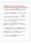 NURS 404 Integrative Care in Mental Health&NewLine;questions and answers graded A&plus; &vert; latest update&NewLine;What is integrative care in mental health&quest; - A whole-person&comma; relationshipbased approach addressing physical&comma; mental&comma; emotional&comma; and spiritual needs&period;&NewLine;What is inte