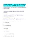 Organic Chemistry 1 ACS Exam &lpar;2026&sol;2027&rpar; &vert;&NewLine;Latest Questions &vert; 100&percnt; Verified Answers &vert; A&plus;