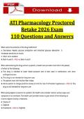 ATI Pharmacology Proctored Retake 2026&colon; Q&A Exam&NewLine;&NewLine;