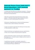 Colorado Notary Exam &lpar;2026&sol;2027&rpar; &vert;&NewLine;Recent Questions &vert; 100&percnt; Accurate&NewLine;Answers &vert; A&plus; Verified
