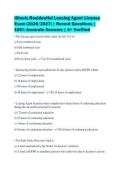 Illinois Residential Leasing Agent License&NewLine;Exam &lpar;2026&sol;2027&rpar; &vert; Recent Questions &vert;&NewLine;100&percnt; Accurate Answers &vert; A&plus; Verified