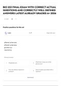 BIO 253 FINAL EXAM WITH CORRECT ACTUAL QUESTIONS AND CORRECTLY WELL DEFINED ANSWERS LATEST ALREADY GRADED A&plus; 2026&NewLine;