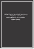 Auditing A Practical Approach with Data Analytics 2nd Edition by Laura Davis Wiley&comma; Johnson and Moroney -All Chapters 1-16  TEST BANK