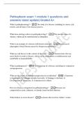 Pathopharm exam 1 module 1 questions and&NewLine;answers latest update&vert; Graded A&plus;&NewLine;What is pathophysiology&quest; - The study of a disease&comma; including its causes&comma; risk&NewLine;factors&comma; and all steps of the disease process&period;&NewLine;What does etiology refer to in pathophysiology&quest; - Th