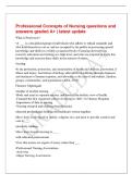 Professional Concepts of Nursing questions and&NewLine;answers graded A&plus; &vert; latest update&NewLine;What is Profession&quest;&NewLine;&bull;A &lowbar;&lowbar;&lowbar; is a disciplined group of individuals who adhere to ethical standards and&NewLine;who hold themselves out as&comma; and are accepted by the public as possess