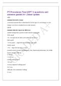 PT Procedures Final &lpar;DPT 1&rpar; questions and&NewLine;answers graded A&plus; &vert; latest update&NewLine;MDC&NewLine;minimal detectable change&NewLine;a statistical measure that is determined to be the sign of a real change on a test&NewLine;change is not due to standard error in that measure&NewLine;MCID&NewLine;mi