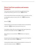 Pharm Final Exam questions and answers&NewLine;Graded A&plus;&NewLine;Pt has a trach and you need to remove thick mucus&comma; what drug would you&NewLine;anticipate being ordered to remove the mucus&quest; -Guaifenesin&NewLine;Pt has anxiety and they have been having watery stools for several days 
