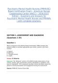 Psychiatric-Mental Health Nursing &lpar;PMHN-BC&rpar; Board Certification Exam &ndash; American Nurses Credentialing Center &lpar;ANCC&rpar; &ndash; 2026&sol;2027 Edition &ndash; Questions and Answers for Psychiatric-Mental Health Nurses and PMHNPs &vert; with complete solutions&period;