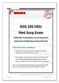 BSN HESI 266 Med Surg Exam &lpar;Latest 2026 &sol; 2027&rpar; Questions & Correct Answers With Rationales &lpar;Verified Answers&rpar; 100&percnt; Guaranteed Pass &vert;&vert; Complete A&plus; Guide &ndash; Nightingale College