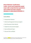 Braze Marketer Certification 7 Latest &comma;recent and frequently tested exam with comprehensive questions and verified accurate solution &lpar;detailed & elaborated&rpar; GRADED A&plus;&period;