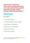 Braze Marketer Certification Latest &comma;recent and frequently tested exam with comprehensive questions and verified accurate solution &lpar;detailed & elaborated&rpar; GRADED A&plus;&period;