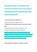 Washington Category 12 Fumigation Pest &NewLine;Control Exam Questions and Correct Answers &NewLine;&lpar;Verified Answers&rpar; Plus Rationale 2027 Q&A&vert; &NewLine;Instant Download Pdf